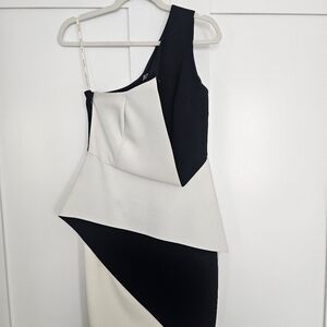 Black and White Asymmetrical Halston Heritage Dress